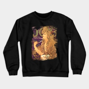 JOB Vintage Alphonse Mucha distressed retro Crewneck Sweatshirt